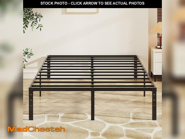 Lot 74-12515784 - Zimtown 14 inch Queen Size Bed Frames Heavy Duty, Metal Platform Bed No Box Spring Needed, Black - U...