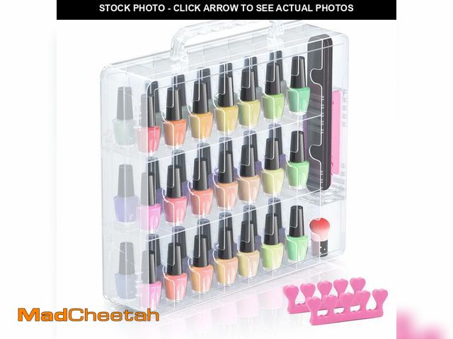Lot 74-12709841 - Beloving Nail Polish Organizer, 48 Bottles Transparent Nail Polish Holder with Adjustable Divider, G...