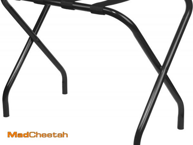 Lot 74-12396773 - King's Brand Furniture-Black Metal Foldable Luggage Rack Stand with Nylon Belts - UNUSED