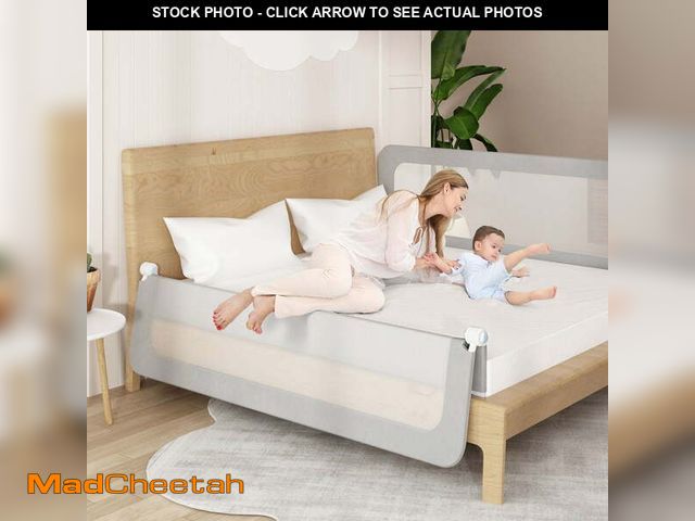 Lot 74-12768113 - ZFITEI Toddler Safety Bed Rail, 71" x 22", Adjustable Height, Iron, Kids, Gray - UNUSED