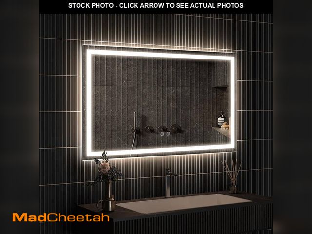 Lot 74-13610403 - HOMLUX 36 in. W x 24 in. H Rectangular Frameless LED Light with 3-Color and Anti-Fog Wall Mounted Ba...