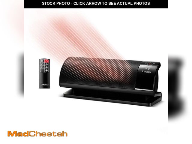 Lot 74-12783894 - Lasko 1500W 9 in. Black Indoor Electric Panel Forced Air Ceramic Space Heater with Tip Switch, 3-Spe...