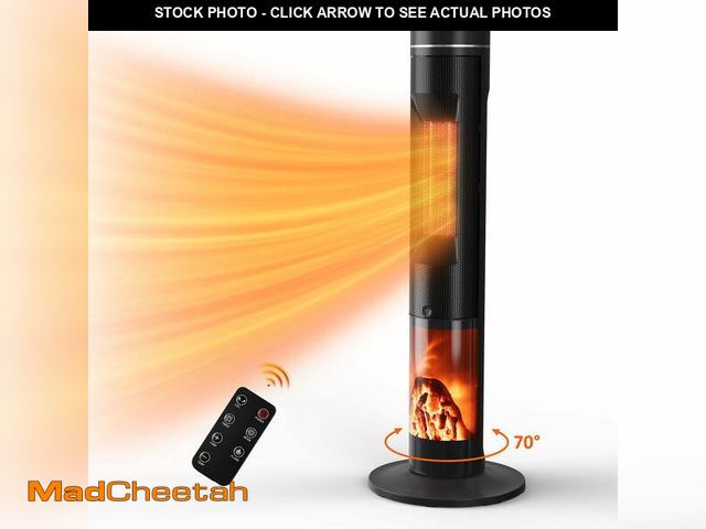 Lot 74-12837104 - LifePlus 3D Flame Ceramic Space Heater with ECO Mode, 1500W Fast Heating, 12H Timer, Oscillation &am...