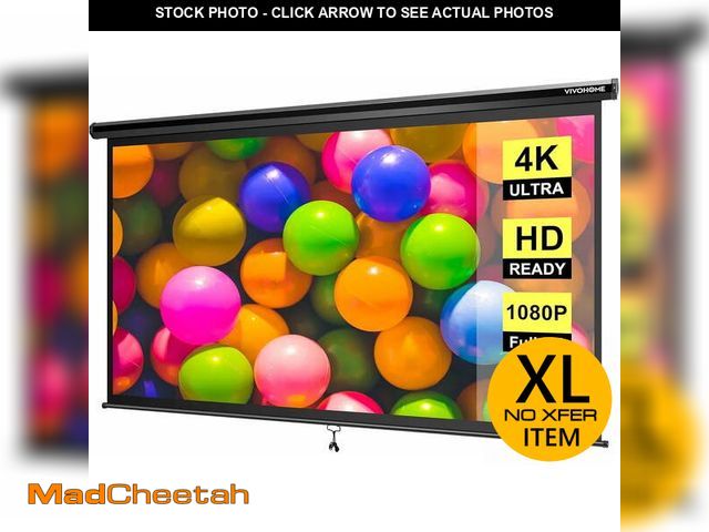 Lot 74-13774184 - SPECSTAR 100 inch Manual Pull Down Projector Screen, 16:9 HD Retractable Projector Screens for Movie...