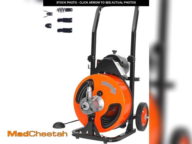 Lot 74-12388993 - VEVOR Drain Cleaning Machine 50 FT x 3/8 Inch, Sewer Snake Machine Auto Feed, Drain Auger Cleaner wi...