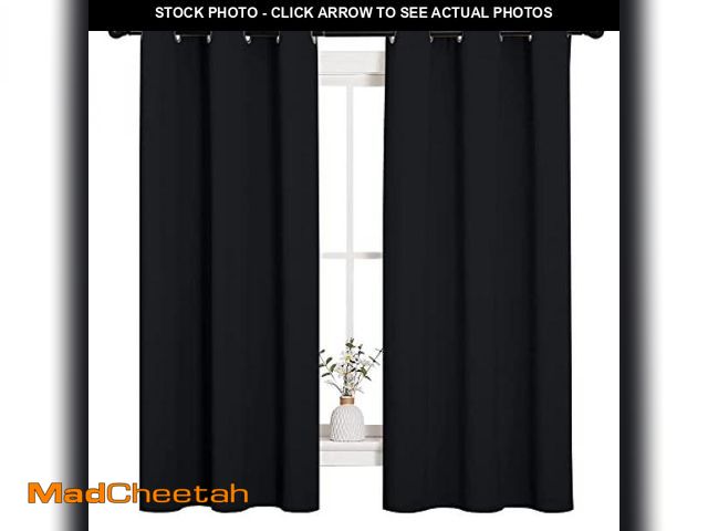 Lot 74-12329851 - NICETOWN Halloween Pitch Black Solid Thermal Insulated Grommet Blackout Curtains/Drapes for Bedroom ...