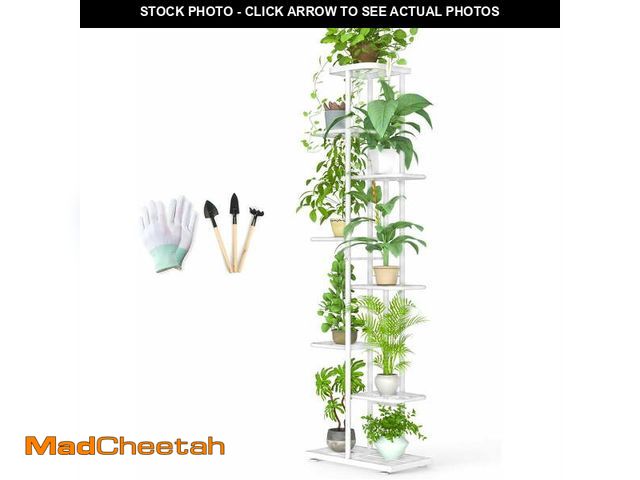 Lot 74-13776504 - BueDeHai 8 Tier 9 Potted Metal Plant Stand Indoor with Gardening Tools and Gloves, Black Plant Shelf...