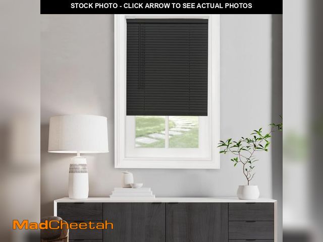 Lot 74-12141151 - Cordless Light Filtering Mini Blind - 46 Inch Width, 48 Inch Length, 1" Slat Size - Black - Cordless...