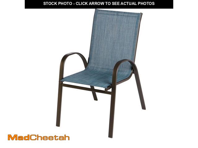 Lot 74-13779035 - StyleWell Stackable Steel Sling Outdoor Dining Chair in Denim Blue - USED