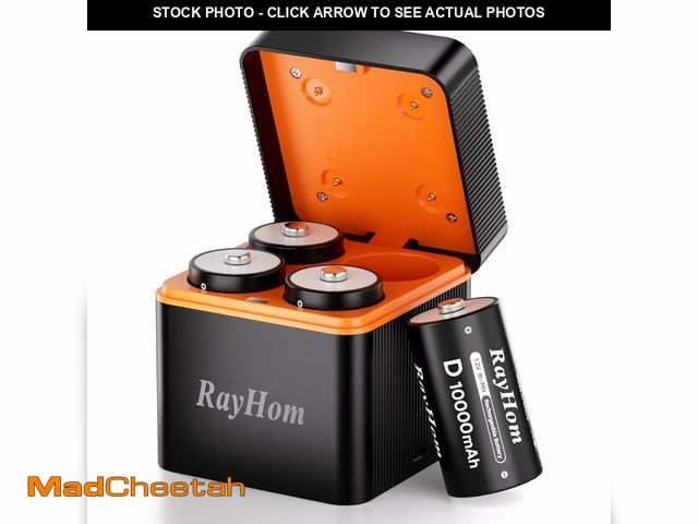 Lot 74-14338810 - RayHom Rechargeable D Batteries with Charger, 4Pack 10000mAh NiMH D Cell Batteries, Low Self Dischar...