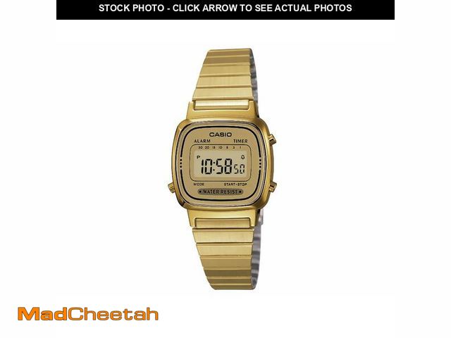 Lot 74-14265585 - Casio LA670WGA Series | Vintage Digital Watch | Gold-Tone Stainless Steel Band | Self-Adjusting Brac...