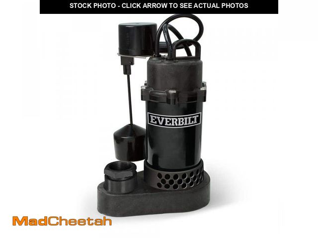 Lot 74-12147393 - Everbilt 1/2 HP Aluminum Submersible Sump Pump Vertical Switch - UNUSED