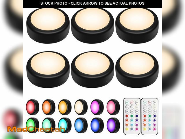 Lot 74-14145382 - BLS LED Puck Lights with Remote Control, Wireless Under Cabinet &amp; Closet Lighting, RGB 13 Color ...