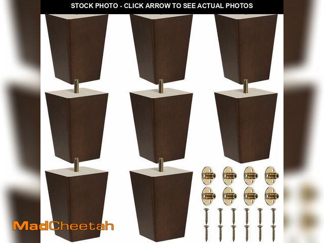 Lot 74-12828952 - Hoteam Set of 8 Wood Furniture Legs 4 Inch Square Furniture Couch Sofa Dresser Legs Mid-Century Chai...