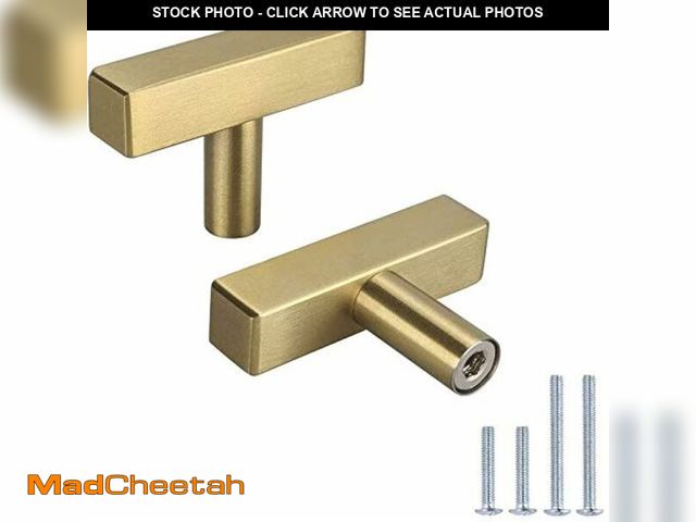 Lot 74-12714302 - LONTAN 20 Pack Brushed Gold Cabinet Knobs Brass Dresser Knobs for Cabinets and Drawers Modern Furnit...