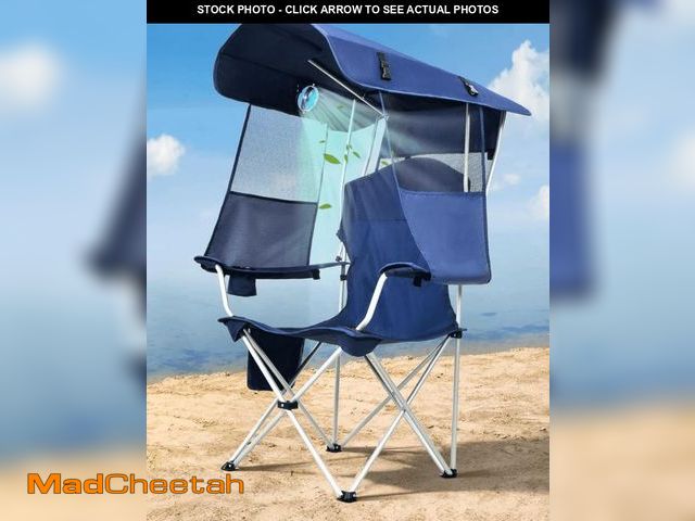 Lot 74-12479572 - VicTsing Beach Chair with Canopy Shade and Fan, 360Â° Rotatable &amp; 3-Speed Airflow, Portable Fold...