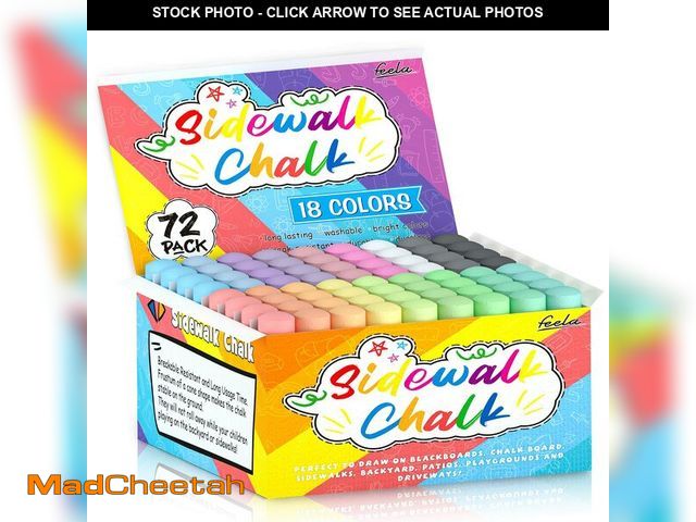 Lot 74-14380337 - feela Sidewalk Chalk, 18 Colors 72 Pack Sidewalk Chalk Bulk Set, Jumbo Outdoor Chalk For Family, Pai...