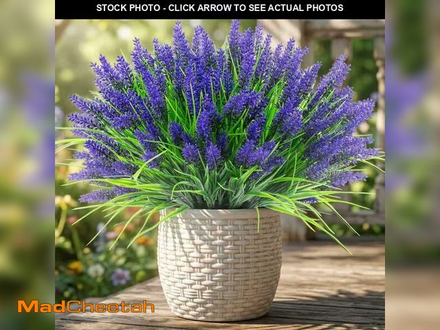 Lot 74-13629612 - Rowfad 44 Pcs Artificial Outdoor Flowers Lavender Fake Greenery Plants UV Resistant Grass with Purpl...
