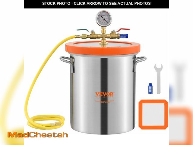 Lot 74-14305952 - VEVOR 5 Gallon Vacuum Chamber, Upgraded Tempered Glass Lid Vacuum Degassing Chamber, 304 Stainless S...