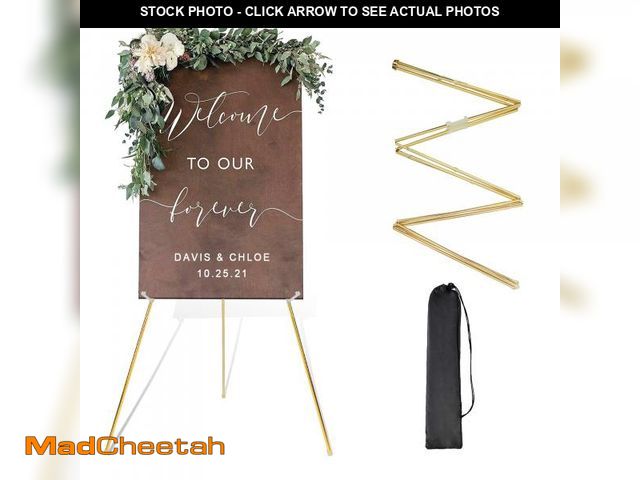 Lot 74-12305366 - DANMO Easel Stand for Wedding Sign Poster 63'' Instant Display Floor Adjustable Metal Art Easel Gold...