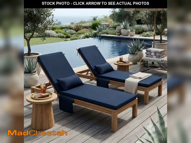 Lot 74-14242897 - Crestlive Products 2-Piece Outdoor Chaise Lounge Cushions w/ Pillow and Pockets 72 in. x 21 in. x 2....