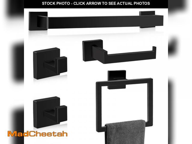 Lot 74-12439199 - Matte Black Bathroom Hardware Accessories Set of 5 Pieces, 15.6 Inch Bath Towel Bar Set, 304 Stainle...