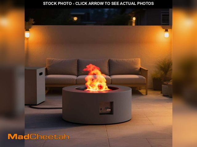 Lot 74-14345141 - eVita 30 in. Round Propane Fire Pit Table 50,000 BTU Gray Outdoor Fire Table with Lid, Rocks and Cov...