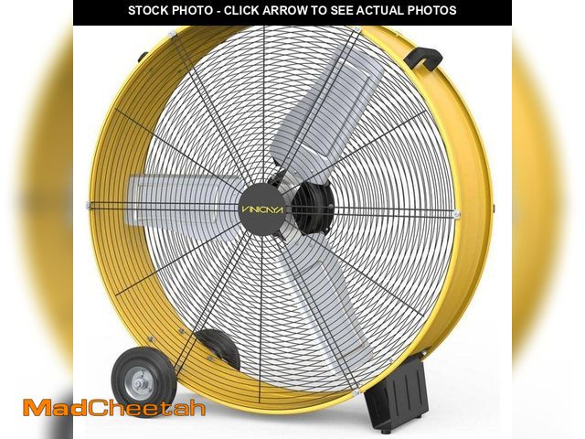 Lot 74-14254695 - Stbine 30 in. 3-Speed Heavy Duty Industrial Drum Fan in Yellow for Warehouses, Workshops, Factories ...