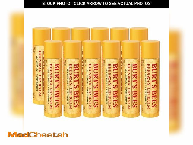 Lot 74-14145644 - Burt's Bees Back To School Gift Ideas, Lip Balm - Original Beeswax 12 Count Pack in Bulk, Lip Moistu...