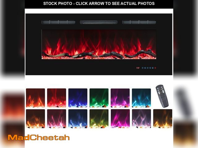 Lot 74-13647689 - VINEMOUNT 48'' Electric Fireplaces Inserts, Recessed &amp; Wall-Mounted Fireplace Heater with Thermo...
