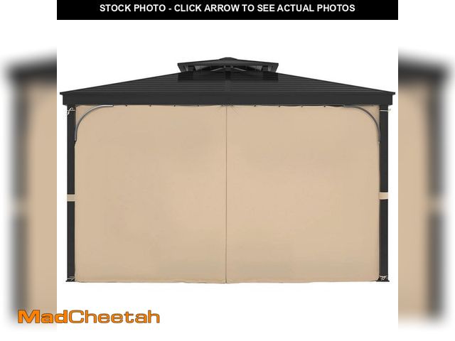 Lot 74-14255147 - (MISSING POLES) SVOPES Outdoor Waterproof Gazebo Curtains, 12 ft. x 10 ft., 4-Panel Privacy Sidewall...