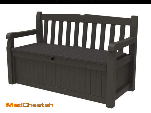 Lot 74-12275083 - Keter Solana 70 Gallon Storage Bench Deck Box for Patio Furniture, Front Porch Decor and Outdoor Sea...