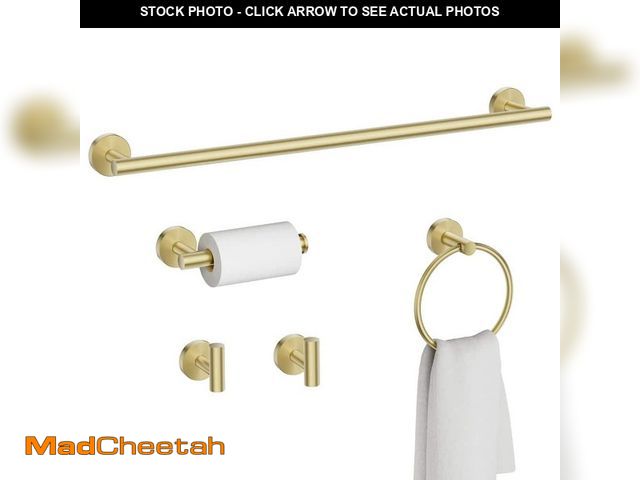 Lot 74-14222566 - BATHADORE 5-Piece Bath Hardware with Towel Bar Towel Hook Toilet Paper Holder and Towel Ring Set in ...