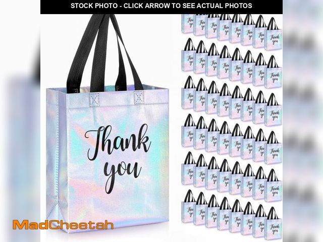 Lot 74-12432075 - 50 Pcs Glossy Thank You Gift Bag with Handles 8 x 4 x 10 Inch Non Woven Reusable Gift Bags with Glos...