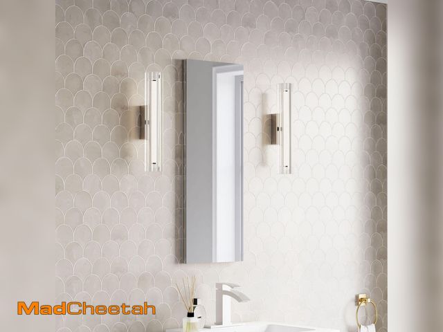 Lot 74-14606172 - WELLFOR ROSA Fully Assembled 12-in x 32-in Surface/Recessed Mount Aluminum Mirrored Rectangle Soft C...