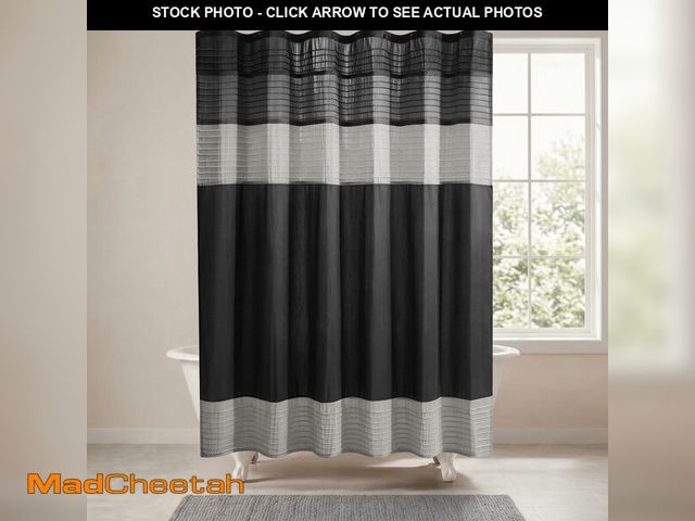 Lot 74-14478215 - Madison Park Amherst 72 x 72 Bathroom Shower Curtain, Faux Silk, Black - UNUSED
