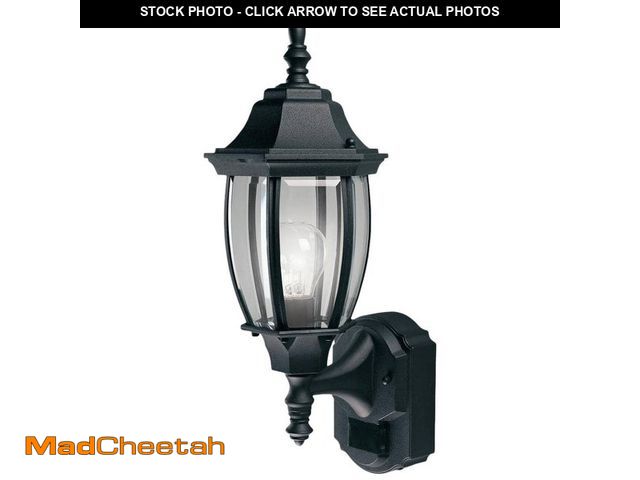Lot 74-12692353 - Hampton Bay Alexandria 17.3 in. 1-Light Farmhouse Matte Black Motion Sensing, Dusk-to-Dawn, Outdoor ...