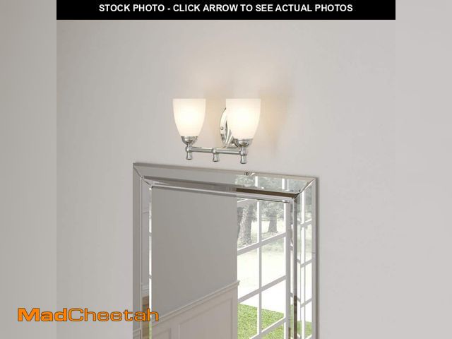 Lot 74-12775614 - Hampton Bay Solomone 13.4 in. 2-Light Polished Chrome Bathroom Vanity Light Fixture with Opal Glass ...