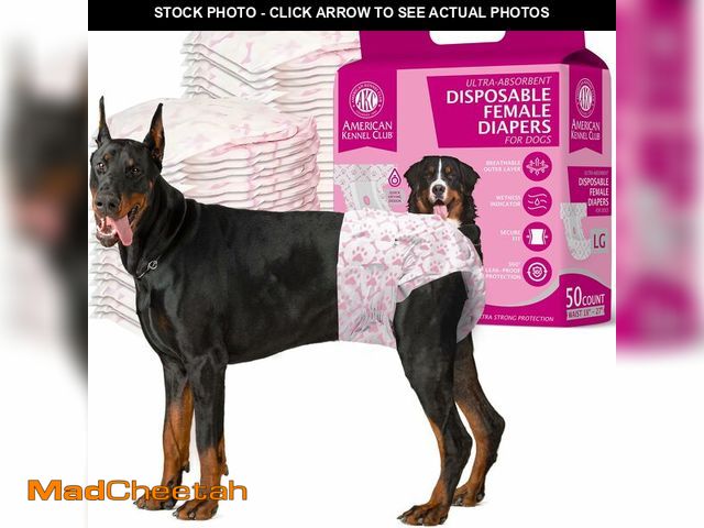 Lot 74-12709096 - American Kennel Club Female Dog Wrap, Disposable Diapers with Wetness Indicator, Large, 50 Count - U...