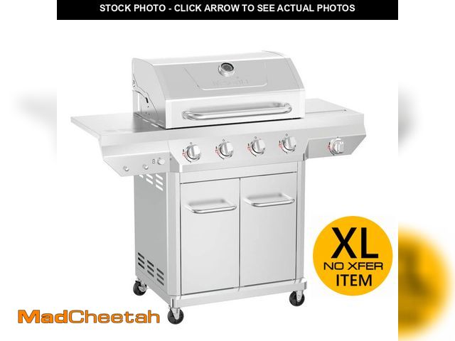 Lot 74-12492913 - (MISSING ALL HARDWARE,PIECES) Nexgrill 4 Burner Stainless Steel Propane Gas Grill with Side Burner -...