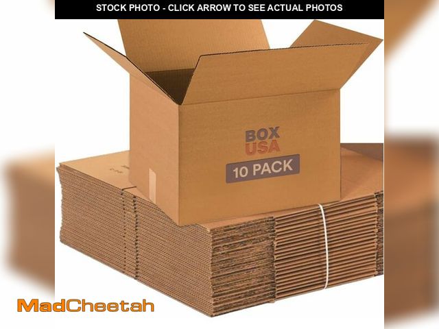 Lot 74-12695425 - BOX USA Moving Boxes Medium 18"L x 14"W x 12"H 10-Pack | Corrugated Cardboard Box for Shipping, Mail...