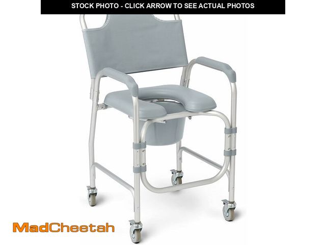 Lot 74-13382416 - Medline Aluminum Padded Shower Chair Commode with 4 Locking Casters, 300 lbs. Capacity ÃÂ¢Ã¢âÂ¬Ã¢...