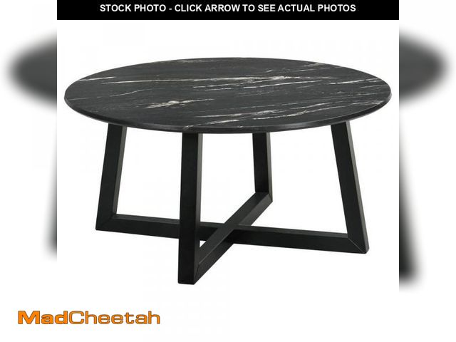 Lot 74-12424620 - *SEE DETAILS* Coaster Skylark 36 in. Letizia and Light Oak Round Faux Marble Top Coffee Table *SEE D...