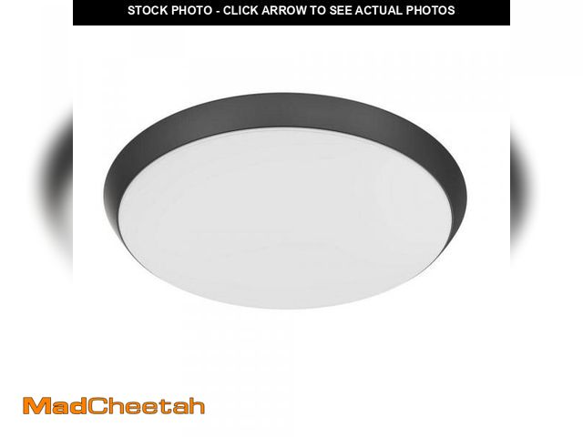 Lot 74-12389986 - Commercial Electric 15 in. Matte Black Motion Sensor Integrated LED Dimmable Selectable CCT Flush Mo...