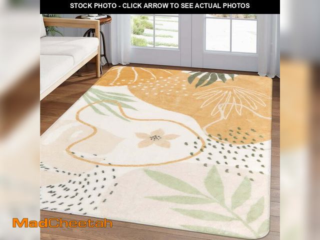 Lot 74-12548495 - Moynesa 6'x9' Machine Washable Area Rugs,Yellow Non-Slip Large Living Room Rug Lightweight Throw Sof...