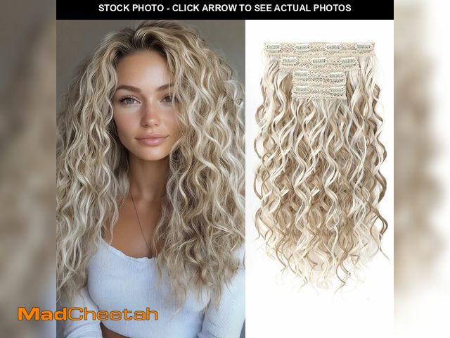 Lot 74-12606980 - REECHO Curly Hair Extensions, 4PCS 16 inch Clip in Hair Extensions Lace Weft Short Curly Hair Extens...