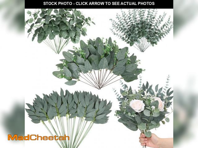 Lot 74-12110101 - 150 Pcs 4 Kinds Mixed Artificial Eucalyptus Leaves Stems Bulk Fake Silver Dollar Eucalyptus Bundle F...