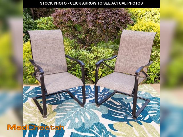 Lot 74-12801851 - PHI VILLA Black C-Spring Textilene Metal Patio Outdoor Dining Chair (2-Pack) - UNUSED