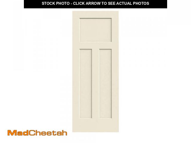 Lot 74-12362524 - JELD-WEN 24 in. x 80 in. 3 Panel Craftsman Primed Smooth Molded Composite MDF Interior Door Slab - U...
