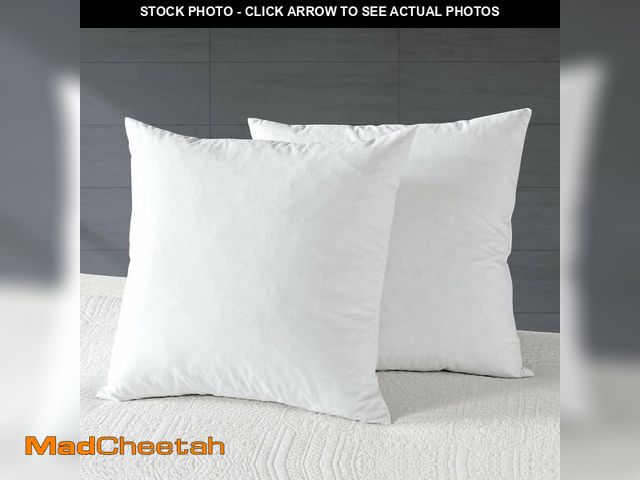 Lot 74-12698252 - APSMILE Organic 16x16 Feather Down Throw Pillow Inserts Set of 2, 100% Cotton Fabric, Soft Fluffy Sq...